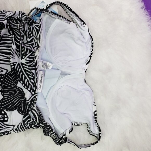 New croft & Barrow black and white tankini top with ruched sides - Picture 5 of 8